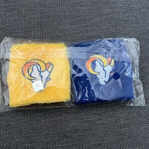 LOS ANGELES RAMS Embroidered Terry Cloth Style Wrist Sweat Bands. Yellow & Blue